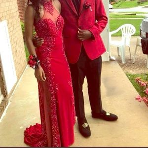 Red sparkly prom dress